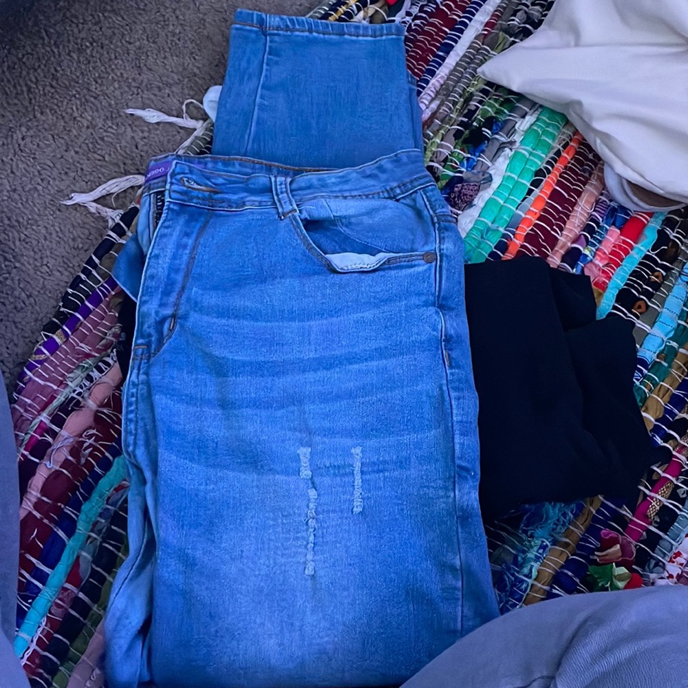 Blue ripped jeans